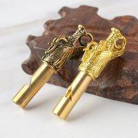 Pure Brass Dragon Head Whistle Car Keys Chains Pendants Men Women Outdoor Survival Tools Whistles Necklaces Keychains Charm