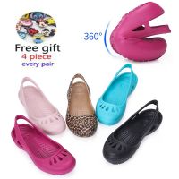 【cw】 Clogs Jelly Sandals Non-slip Hole Shoes Female Flat Slippers Plastic EVA Garden 【hot】 !