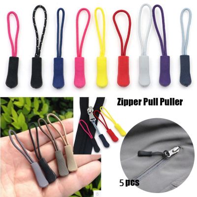 5Pcs Zipper Pull Puller End Fit Rope Tag Fixer Zip Cord Tab Replacement Clip Broken Buckle for Travel Bag Suitcase Tent Door Hardware Locks Fabric Mat