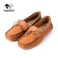 ōส่งฟรี!! Taminto รองเท้าผู้หญิง หนังแท้ ส้นแบน ทรงโลฟเฟอร์ พื้นนิ่ม เบา ใส่สบาย W1809 Womens Leather Moccasin Loafers