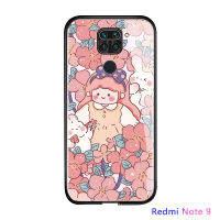 พร้อม Casing Ponsel เคสสำหรับ Xiaomi Redmi Note 9S Note 9 Pro Redmi Note 9T กระจกเทมเปอร์เคสมันวาวผู้หญิงดอกไม้สุดหรูกันกระแทกฝาหลังใหม่เคส