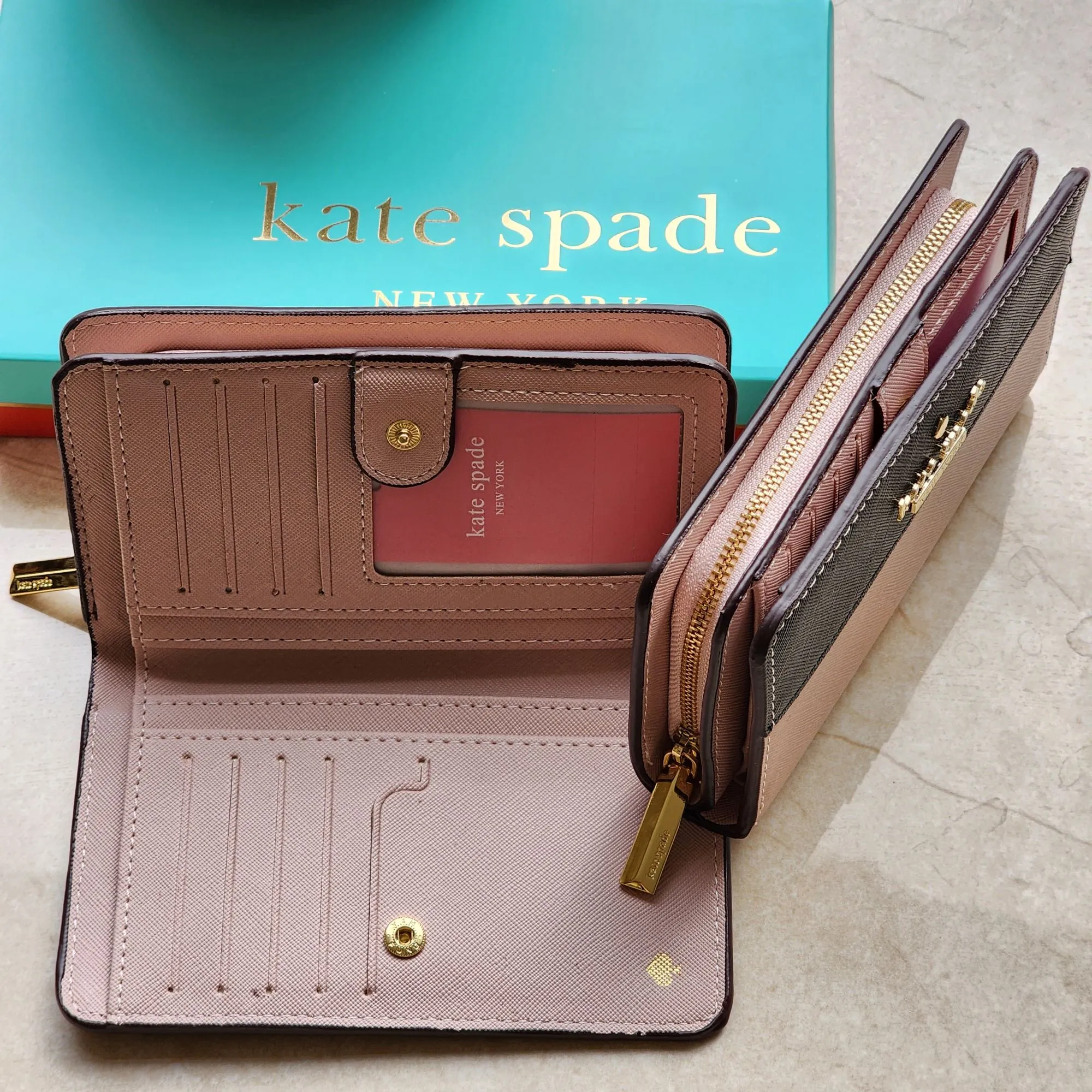 Kate Spade New York Medium Cameron Street Leather Wallet - Black/Pink |  Lazada PH