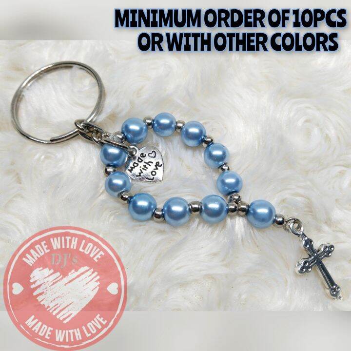 Keychain Mini Rosary Souvenir Light Blue For Souvenir, Birthdays