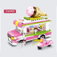 Food Ice Cream Car Camper Candy Friends Sets Building Mini Block Kits Model Bricks Kids Toys Book City Girls Club Amusement Park