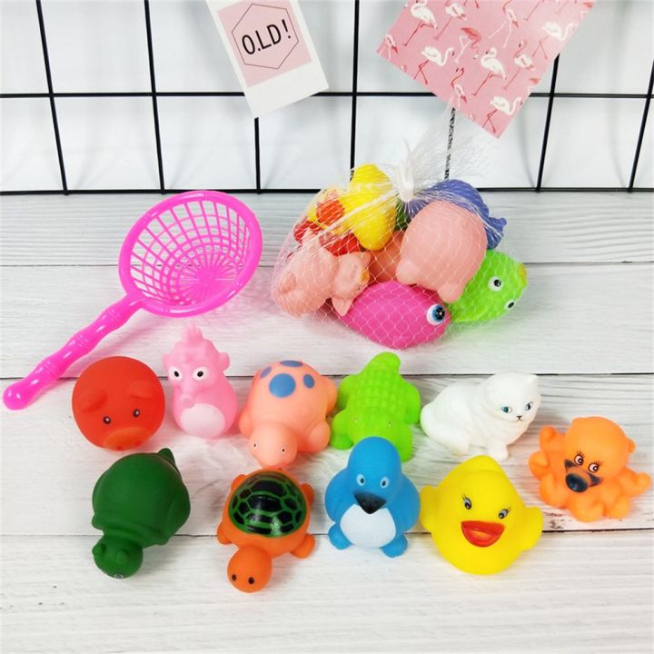jdtyjdt-summer-gametoy-water-fun-for-child-kid-toddler-float-rubber-animals-animal-tub-toys-floating-toys-fishing-net-animals-bath-toy