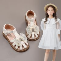 Kangdi Cat Girls Shoes Childrens Sandals 2023 New Spring And Summer Baby Girl Soft Bottom Closed Toe Non-Slip Princess Shoes