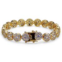 TOPGRILLZ GoldSilver Color Plated Iced Out Bling Jewelry Bracelet Round Micro Pave CZ Stone 10mm Bracelets For Men And Women