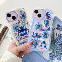 เคสโทรศัพท์ที่เข้ากันได้กับ iPhone 14 13 12 Pro Max Plus 11 Stitch 3D เลเซอร์น่ารักตุ๊กตากล้องป้องกันซองนุ่มกันกระแทกหยักเคสใสสามมิติ