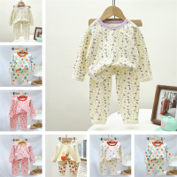 QINN Kids Baby Girls Lycal Cotton Pajamas Clothing Sets Lovely Heart Rabbit Flower Print T-shirt Tops + Pants 2PCS Clothes Suit Pyjamas Outfits For 0-8 Years Wear