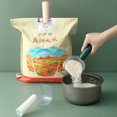 ✎卍 Scooping Rice Spoon Multifunctional Transparent Scale Measuring Spoon Household Flour Handle Spoon Kitchen Gadget Accessories