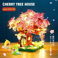 Sakura Flower Treehouse DIY Model Micro Building Block Indoor Decorations Creative Street View Brick Cherry Blossom Kid Toy Gift
