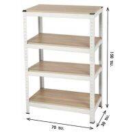 Shelving unit with 4 shelves, 70x30x150 cm. - Wood, steel