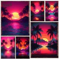 Tropical Beach Sunsets ป้ายโลหะดีบุก Vintage โปสเตอร์สำหรับห้องนั่งเล่นหน้าแรก Wall Aesthetics Decor ห้องนอน Plaques โรงรถแผ่น New