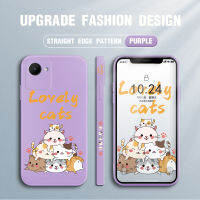 เคสโทรศัพท์ลายการ์ตูนแมวน่ารักรูปสัตว์ Realme C30S แบบขอบสี่เหลี่ยมสำหรับเด็กผู้หญิงเคสปลอกซิลิโคนน้ำคลุมทั้งหมดเคสป้องกันทนแรงกระแทกกล้อง