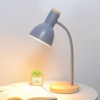 โคมไฟตั้งโต๊ะแบบนอร์ดิก ไฟอ่านหนังสือ ฐานไม้ โคมไฟตั้งโต๊ะ LED หรี่แสงได้, โคมไฟอ่าน