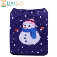 Christmas ALVABABY Cloth Diapers Baby Positioned Cloth Nappy Reusable Diaper with Microfiber Insert