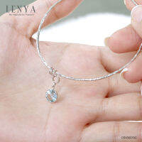 LenYa Jewelry เครื่องประดับประเภท Charm ตัวเรือนเงินแท้ 925 ชุบทองขาว ประดับด้วยพลอยกลมสีฟ้า บลูโทแพซ(Blue Topaz) ขนาด 8.00 mm