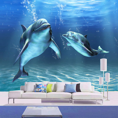 [hot]Custom Photo Wall paper 3D Stereoscopic Marine Dolphin Large Mural Bedroom Living Room TV Background Decor Non-woven Wallpaper