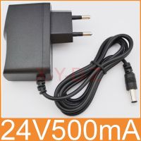 1PCS 24V500mA New AC 100V-240V Converter Adapter DC 24V 0.5A 500mA Power Supply EU Plug DC 5.5mm x 2.1mm -2.5mm  Wires Leads Adapters