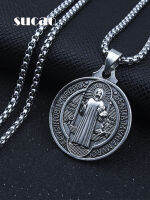 Catholic Saint Benedict Medallion Pendant Necklace Stainles Steel San Benito Collares Choker Necklaces Creativity Gift Wholesale