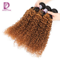 ผมไล่เฉดสี Racily ผมลอนสไตล์บราซิล Kinky Curly Bundles Remy T1B30ผมต่อสีน้ำตาลเบอร์กันดีเป็นลอนผมมนุษย์