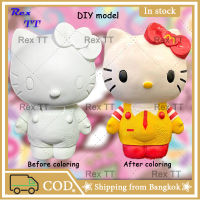 Rex TT Hello Kitty white model DIY graffiti painted non plaster doll piggy bank handmade creative toy ornament gift