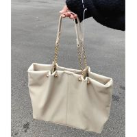【Hot Sale】 2023 new soft leather tote bag large-capacity female niche high-end college students class portable shoulder