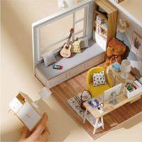 Roombox ชุดบ้านตุ๊กตาจิ๋ว Diy บ้านหลังเล็กๆโมเดลจากไม้ของเล่นสำหรับตุ๊กตาขนาดมินิของขวัญคริสต์มาสสำหรับเด็กเฟอร์นิเจอร์ในบ้าน Casa