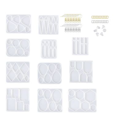 11Pcs Resin Molds Jewelry Earrings Silicone Molds for Epoxy Resin Arched Polygon Necklace Molds for Pendant, Earrings