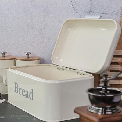 Vintage Bread Box Cupboard Iron Snack Box Desktop Finishing Dust-Proof Storage Box Storage Bin Keeper Food Kitchen Shelf Décor