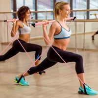 【CW】 Pilates Bar Stick with Resistance Band Gym Muscle Toning Stretching Workout Exercise