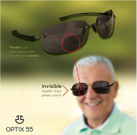 Wearkaper rimless bifocal Reading sunglasses-น้ำหนักเบา "Invisible readers" UV ray Sun Protection เคสดั้งเดิมเกรดแว่นตา