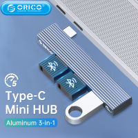 อลูมิเนียม ORICO มินิ Type C ฮับ USB 3.0อะแดปเตอร์ความเร็วสูงแยก2.0 3พอร์ต USB สำหรับ HUAWEI คอมพิวเตอร์พีซีแล็ปท็อปอุปกรณ์เสริม Mac (AH-W13)