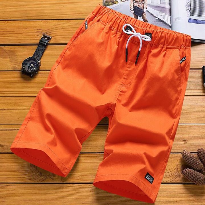 2023 Summer Mens Casual Shorts Mens Loose Trend Cotton Versatile Capris Straight Beach Pants 