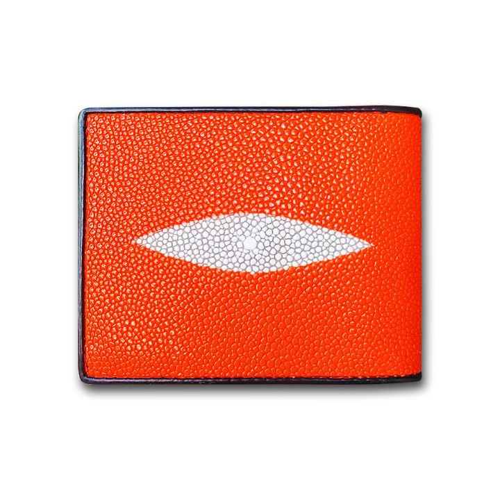 ใครที่ชอบความเรียบ-เน้นความมินิมอล-จะต้องไม่พลาด-กระเป๋าหนังปลากระเบน-กระเป๋าสตางค์-สีส้ม-stingray-wallet
