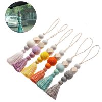 Tassel Natural Wood Silicone Felt Beads Car Hanging Ornaments Perfume Diffuser Aromatherapy Auto Rearview Mirror Pendants