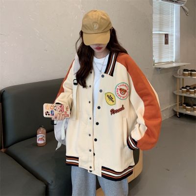 Korean style loose all-match color matching baseball uniform jacket New Sportswear Casual Jacket Running Jacket