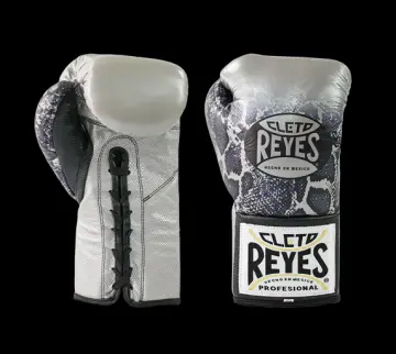 Boxing Gloves Cleto Reyes with Hook and Loop Closure Silver Black Steel  Snake