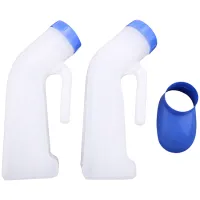 2 Packs Unisex Spill Proof Urinal for Men and Women with Screw Lid Urinal Funnel for Travel Outdoor
