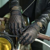 Spring Autumn Windproof Waterproof Motorcycle Gloves Denim and Genuine Leather Touch Screen Anti-fall Driving Gloves unisex