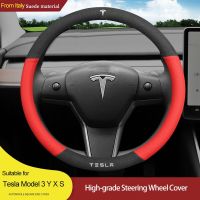 For Tesla Model 3 Y X S Steering Wheel Cover 4 Seasons 36-38 CM Diameter Steering Wheel Suede Cover Car Interior Accessories Steering Wheels Accessori