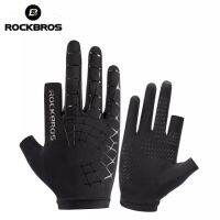 ROCKBROS Anti-slip Cycling ถุงมือ Shock Absorption Breathable จักรยาน ถุงมือ สบายแฟชั่นกีฬากลางแจ้ง ถุงมือ