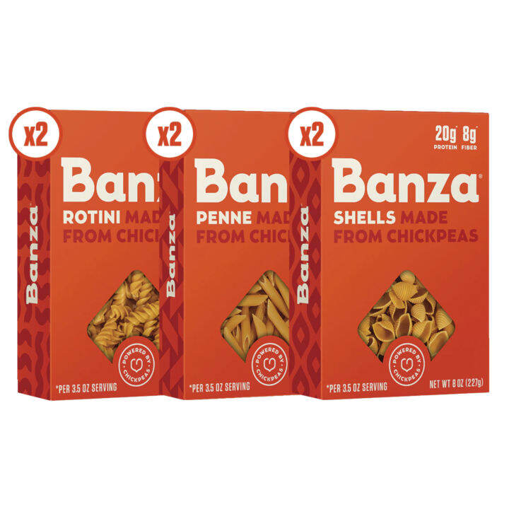 Banza Chickpea Protein Pasta, Variety Pack (2 Penne/2 Rotini/2 Shells) Lazada PH