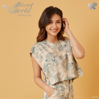 Woman Butterfly Cropped Top เสื้อผู้หญิงตัวสั้นทรงครอป ด้านข้างคล้ายปีกผีเสื้อ  ลวดลายไก่ฟ้าพญาลอ สวมใส่สบายจากผ้า Cotton Blend