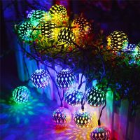 10/20 LED Moroccan Ball String Lights Romantic Fairy String Lantern Light Hanging Garden Lamp Garlands Christmas Party Decor