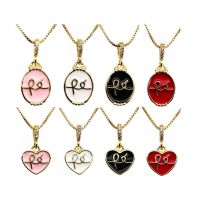 heart Pendant necklace chain pendant paint letter copper