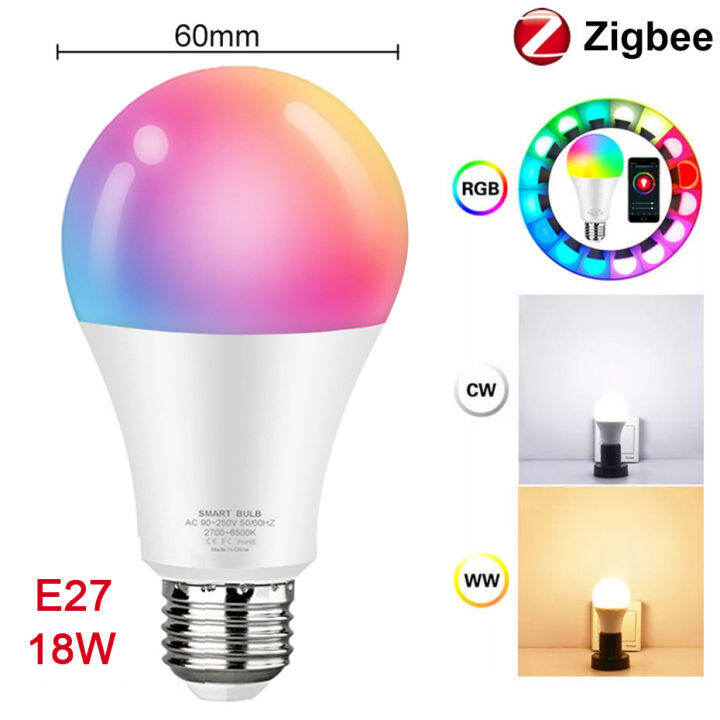 zigbeeสมาร์ทหลอดไฟled-18w-e27-b22-rgb-ww-cw-tuya-wifiโคมไฟหรี่แสงได้ควบคุมเสียงใช้งานร่วมกับalexaสำหรับตกแต่งบ้าน-dliqnzmdjasfg