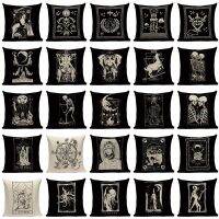 {fabric sofa} BlackThrow ปลอกหมอนเม็กซิโก SkullPillow ครอบคลุมสยองขวัญผีหมอน CasesCover 45x45เซนติเมตร