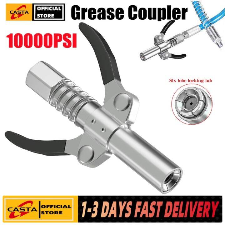 Casta HeavyDuty Quick Release Grease Gun Coupler Two Press Easy To