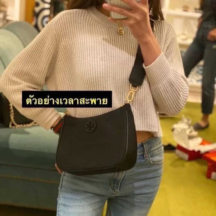 MeBrandOutlet TORY BURCH 88370 NYLON WEB MINI HOBO ครอสบอดี้สาบสปอร์ตสีดำ  ??งานแท้?% งานหิ้วจาก Shop & Outlet USA????? 